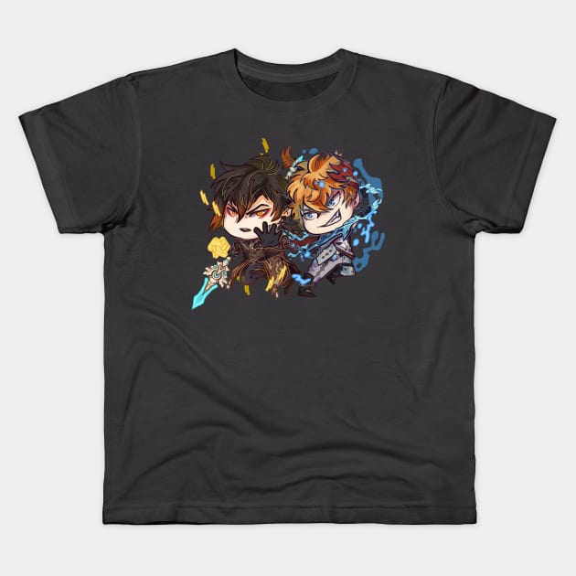 Chibi Zhongli & Childe Kids T-Shirt by Dolokos